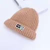 Toucas de inverno para bebês estilo japonês e coreano, com etiqueta para meninas, gorros de tricô para outono, gorros de tricô infantis, gorros para meninos