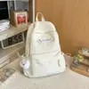 Mochila fresca em tons de rosa pêssego leitoso e branco, mochila estilo ins japonês para meninas, macia, para escola, festas, aulas e passeios, mochila pequena doce