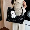 Bolso de mano de gran capacidad con lunares, bolso tote diario estilo coreano, un bolso de hombro casual moderno y lindo para el trabajo