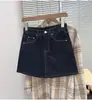 Falda Corta de Mezclilla Vintage para Mujer, de Tiro Alto, Tallas Grandes, que Disimula el Vientre, que Cubre las Caderas, Nuevo Estilo Verano 2025, Pantalón Falda de Línea A Adelgazante