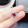 Anillo de Rubí Natural Popular al por Mayor de Fábrica Plata S925 Incrustado Piedra Principal 4*6 Joyería de Lujo Venta Directa de Fábrica