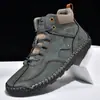 Calçados Masculinos de Grande Tamanho para Comércio Exterior Transfronteiriço, Botas Martin de Inverno, Botas Casuais de Couro de Cano Alto Masculinas para Exterior, Botas Curtas Costuradas à Mão, Botas Masculinas