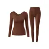 Conjunto de ropa interior térmica con infusión de ácido hialurónico, que incluye un top fino de otoño y pantalones, para abrigarse en invierno, adecuado para usar como prenda exterior o como capa base