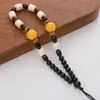 Joyería Estilo Antiguo Madera Ala de Pollo Cuentas Adorno de Mano Cadena de Muñeca Accesorios para Manualidades Llavero Colgante para Coche