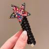 Rolo de linha telefônica infantil anel de cabelo strass estrela acessórios para o cabelo meninas alta corda de cabelo elástico corda de cabelo da menina