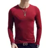 Camiseta de Manga Comprida Masculina Decote V Slim Fit Roupas de Outono Masculina Top Fino de Outono Camiseta Lisa Gola Redonda Camiseta Básica Primavera e Outono
