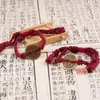 Pulseira de Fio Vermelho Tecida à Mão para Homens e Mulheres em Seu Ano Zodiacal, Pulseira de Moeda do Espírito da Montanha, Pulseira Tecida Vermelha