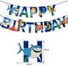 Decoração de festa temática oceânica bandeira de aniversário anime festa de aniversário tubarão banner de desenho animado personalização por atacado