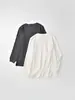 Sudadera Holgada de Gran Tamaño Estilo Primavera y Otoño de Algodón Tencel Cuello 3D de Canalé Longitud Media Suave y Pegajosa Camiseta de Manga Larga Top Sencillo