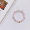 Pulseira de cristal rosa estilo coreano ins círculo único moda feminina pequeno corte coração ágata branca pulseira joias atacado