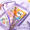 Bolsa de Clasificación de Temas en Forma de L, Bolsa Transparente Portátil para Documentos, Bolsa de Libros de Malla con Apertura Grande, Bolsa para Exámenes, Bolsa de Almacenamiento para Exámenes