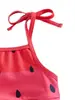 Verano Niñas Nuevo Bebé Protección Solar Traje de Baño Patrón de Sandía con Lazo 6m (Mes)-3-4A (Años) Traje de baño