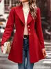 Abrigo de Lana de Color Sólido con Solapa, Ajustado, Estilo Nuevo Otoño e Invierno, Ropa de Mujer Transfronteriza de Amazon Europea y Americana 2026 (con forro)