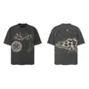 Saint Vintage Streetwear Americano Camiseta Holgada Vtg de Manga Corta para Hombre Camiseta Estampada Letra Retrato Camiseta Street