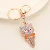Llavero de Metal de Gatito Lindo, Llavero Creativo de Coche Incrustado con Diamantes, Colgante para Bolso, Regalo de Vacaciones al por Mayor