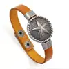 En Stock Pulsera de Cuero Multipatrón Vintage Estilo Punk Europeo y Americano Broche de Aleación Desgastada Pulsera de Cuero Joyería para Hombres