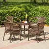 Silla de Ratán Juego de Tres Piezas Mesa de Té y Sillas para Balcón Combinación Cenador Mesa y Sillas de Exterior Patio Balcón Silla de Ocio Mesa y Sillas de Exterior