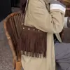 Bolsas de Suede com Franjas Estilo Boho Retrô para Mulheres 2026 Nova Versátil Bolsa Transversal Bolsa Saco