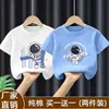 Camiseta de Verão de Algodão Puro de Manga Curta para Meninos 2026 Nova Estampa de Desenho Roupas Infantis Tops Finos para Bebês Meninos t