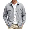 Chaqueta de punto de color liso con cuello para otoño e invierno, chaqueta tipo camisa casual de manga larga para hombre estilo ropa de trabajo, chaqueta de punto de invierno