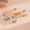 Pendientes de Metal Estilo Europeo y Americano en Forma de C Retorcidos Cóncavos-Convexos, Pendientes de Estilo Sencillo Transfronterizo para el Trabajo, Pendientes de Alta Gama para Mujer