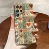 Funda para teléfono AliExpress más vendida estilo retro patchwork a cuadros floral corazón Galaxia S26, S25+ funda rígida estilo artístico