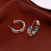 Pendientes de botón ovalados con incrustaciones de circonita y aguja de plata, diseño personalizado de moda, estilo fresco, pendientes de lujo ligero, sensación de alta gama, exquisitos pendientes