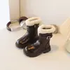 Botas delgadas Vanka Hougao con forro de polar, nuevo estilo invierno 2026, botas estilo Martin de media pantorrilla para niñas, botas de princesa para niños, para niños mayores