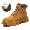 Estilo de Pareja Botas de Ruibarbo de Cuero Genuino 2025 Nuevos Zapatos de Otoño e Invierno para Mujer Botines de Estilo Británico Botas de Suela Gruesa para Mujer Zapatos