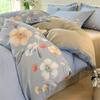 Nuevo Juego de Cama de Cuatro Piezas de Algodón Cepillado de Lujo Versión Ab Estampado para Dormitorios de Estudiantes y Uso en el Hogar, Adecuado para Camas Individuales y Dobles