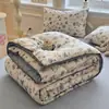 Colcha de invierno de doble capa de lino arrugado estilo vintage personalizada, colcha de primavera y otoño, colcha de fibra de soja, relleno de colcha
