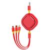 Cable de Datos de Carga Rápida Huaqiangbei Tipo-C Cuadrado Tres en Uno Retráctil Cable de Carga para Teléfono Móvil