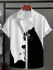 Camisa estilosa de retalhos de manga curta, uma peça de verão moderna e casual de uma marca popular, feita com tecido de seda gelada.
