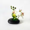Orquídea Phalaenopsis Artificial 3 Flores Flor Artificial Ornamento de Vaso Sala de Estar Hotel Mesa de Jantar Flor Planta Verde Realista Flor com Toque Real