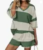 2026 Verano Nuevo Amazon Europeo y Americano Tk Traje de Dos Piezas Casual de Moda para Mujer con Cuello Redondo y Mangas Cortas