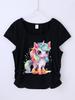 Camiseta de niña con patrón popular transfronterizo que se puede hacer DIY 4-14 años de edad con estampado de dibujos animados para niñas deportiva y de ocio tops de color puro