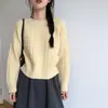 Suéter grueso de punto trenzado con cuello redondo estilo coreano para mujer, corte holgado, nueva colección otoño/invierno 2026, adecuado para usar como capa exterior