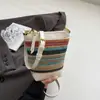 Bolsa de Palha da Moda para Mulheres 2025 Verão Nova Tendência Tecida Ombro Transversal Bolsa Feminina Praia Casual Bolsa Balde