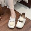 Novos Sapatos Femininos de Verão 2025 com Solado Macio Que Não Cansam os Pés, Peça Externa Floral na Ponta do Pé para Usar com Saias, Sapatos Franceses Slip-On