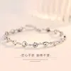 Pulsera japonesa y coreana de corazón dulce, cristal azul plateado en plata 925, para mujer, con forma de corazón, sencilla, con estampado de corazón a corazón, entrega de una pieza