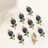 Colgante de Tulipán de Aleación con Aceite Goteante Colgante de Flor de Tulipán con Borde Dorado Retro Accesorios para Pulsera Pendiente de Joyería DIY