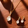 Set de Aretes y Collar Cdd Estilo Nuevo Exquisito Japonés y Coreano Decorado con Circonita Brillante, Elegante y Versátil, Directo de la Fábrica Fuente