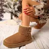 Botas de nieve de felpa enrollada transfronterizas con hebilla para mujer, suela gruesa, con felpa, botas cortas, comercio exterior, talla grande, cálidas, antideslizantes, de pelo