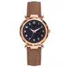 Relógio Feminino Amazon à Prova d'Água Fashion Simples Digital Pulseira de Couro Fosco Céu Estrelado Luminoso Quartzo Atacado