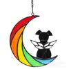 Amazon Luna Colorida Perro Negro Colgante Decorativo para Ventana Gato Halloween Regalo Conmemorativo Decoración de Habitación