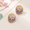 Pendientes Estilo Vintage Lavanda Jardín de Monet Perno de Perla Pintura al Óleo Retro para Mujer 2026 Nuevos Pendientes Exquisitos