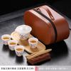 Traje de juego de té kung fu de viaje de jade de grasa de oveja, tetera portátil de una olla y cuatro tazas, tetera para coche y exteriores, traje de regalo hecho a mano