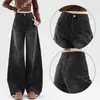 Jeans de Pierna Ancha Estilo Americano Negro para Mujer, Nueva Moda Verano 2026, Corte Holgado, Moldeadores de Pierna, Pantalones Trendy de Guadaña