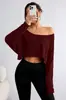 Primavera, Otoño e Invierno 2026 Nuevo Top Corto de Moda Transfronterizo Europeo y Americano sin Hombros Ajuste Holgado