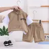 Conjunto de Ropa de Verano para Niños, Nuevo Elegante 2026 Ropa para Bebés, Conjunto de Dos Piezas de Manga Corta con Cuello Alto de Trabajo de Verano para Niños, Conjunto de Moda